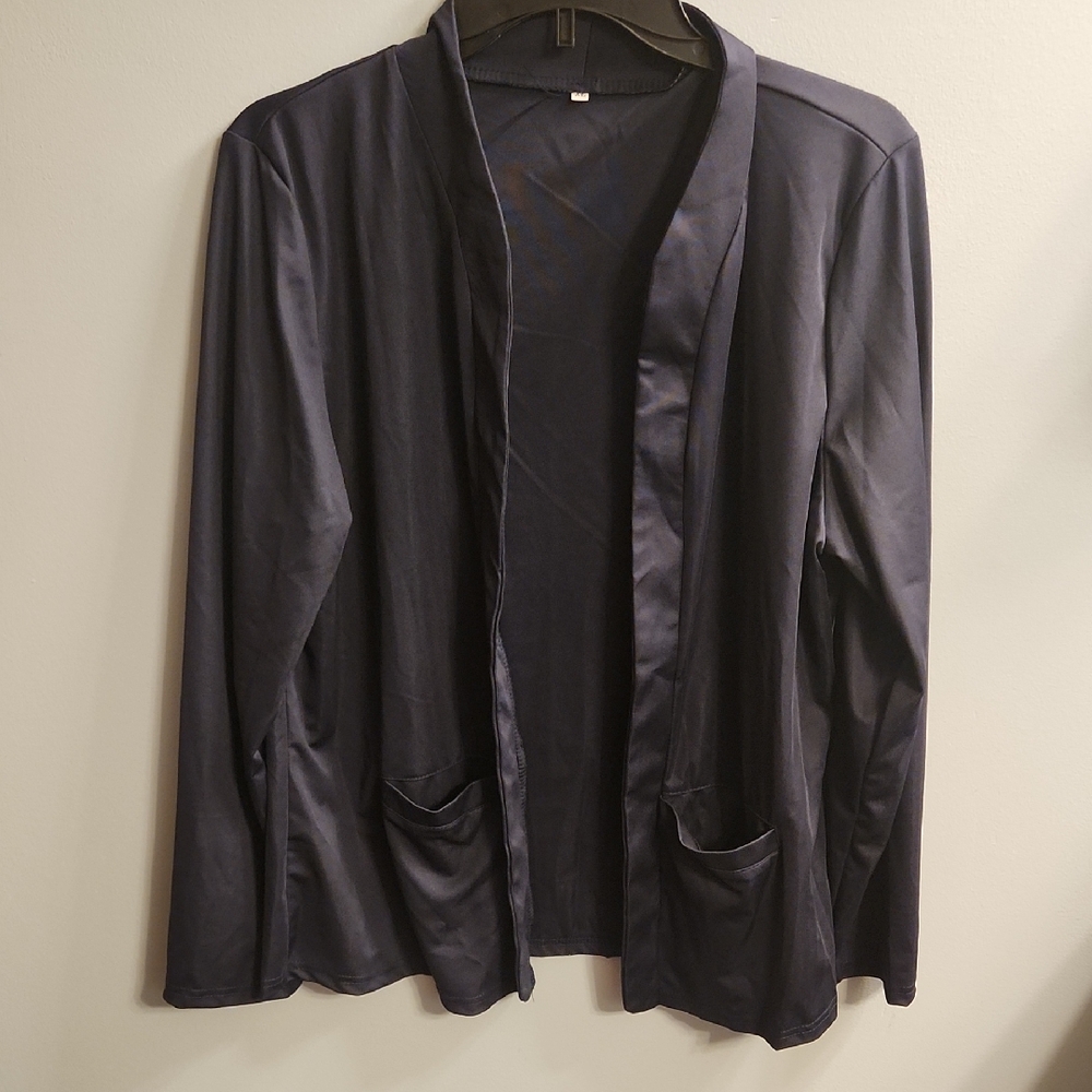 🍉SHEIN Women's Dark Blue Open-Front Blazer
